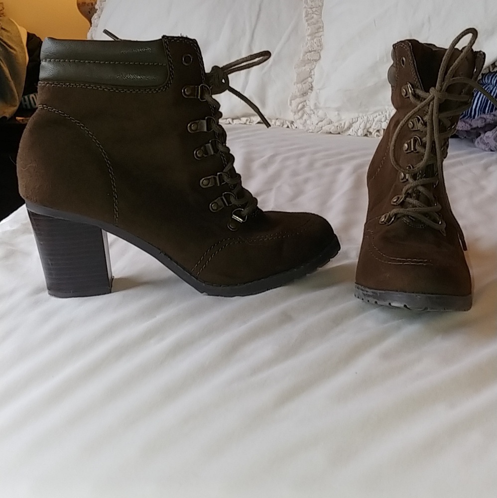 Olive Green Military Style Booties